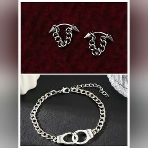 Silver Chain Bracelet and Earring Set